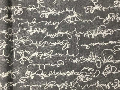 Beige Script Fabric