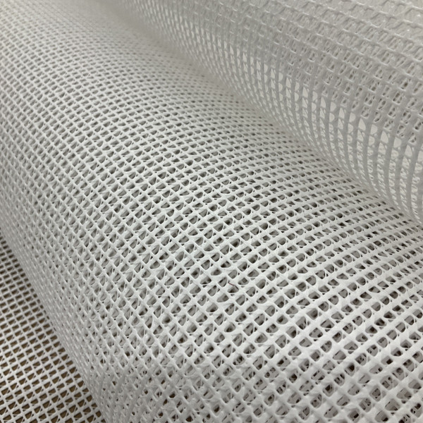 White Vinyl Mesh Fabric By The Yard 9x9grid