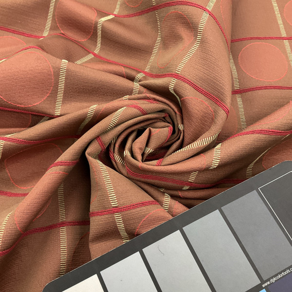 Fabricut Connect Four Squares and Dots Mahogany Upholstery Drapery Fabric