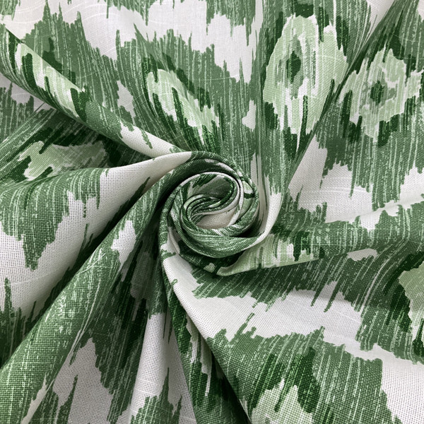 Duralee Fabric In Green 20991-2 | Ethnic Flame Stitch/Kilim Green Cotton Fabric