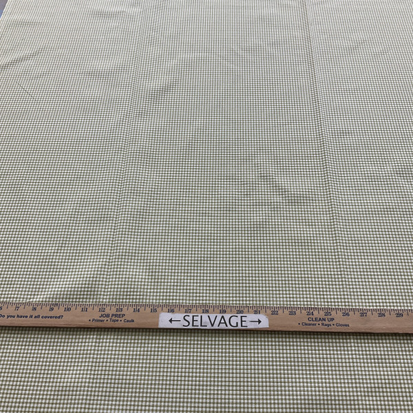 Gingham Fabric By The Yard Green on Natural Drapery / Light Upholstery Fabric