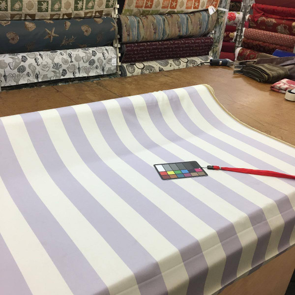 Lilac Purple & White Stripe 100% Wool Fabric | Carey Srtripe