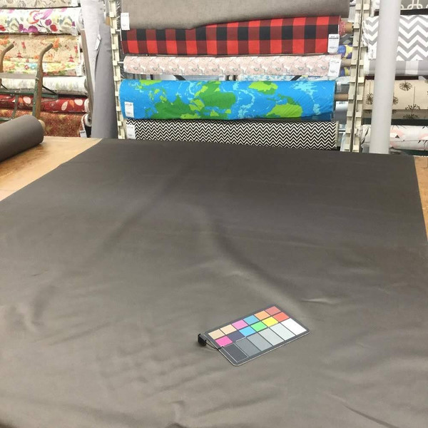 DARK BROWN OLIVE BLACKOUT DRAPERY LINING Fabric | METALLIC FINISH | WHITE BACK