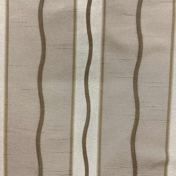 Shimmering Tan Brown Gold Stripe | Sateen Reversible Upholstery & Curtain Fabric