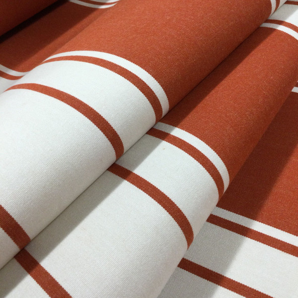 Rust and White Striped Vintage Sunbrella | Awning Weight | 46Inch Fabric