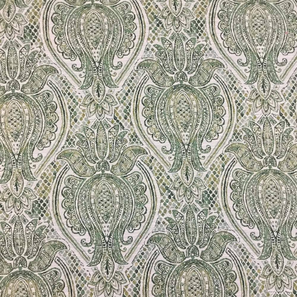 Jade Green Damask Woven Tapestry Fabric | Home Dec | Upholstery | By The Yard | 54 Inch Wide