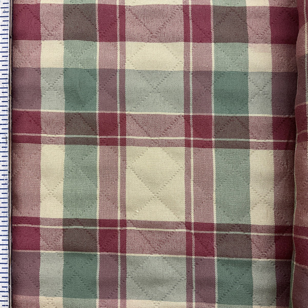 Traditional Plaid with Pre-quilted Diamonds Upholstery Fabric | 54"W | BTY