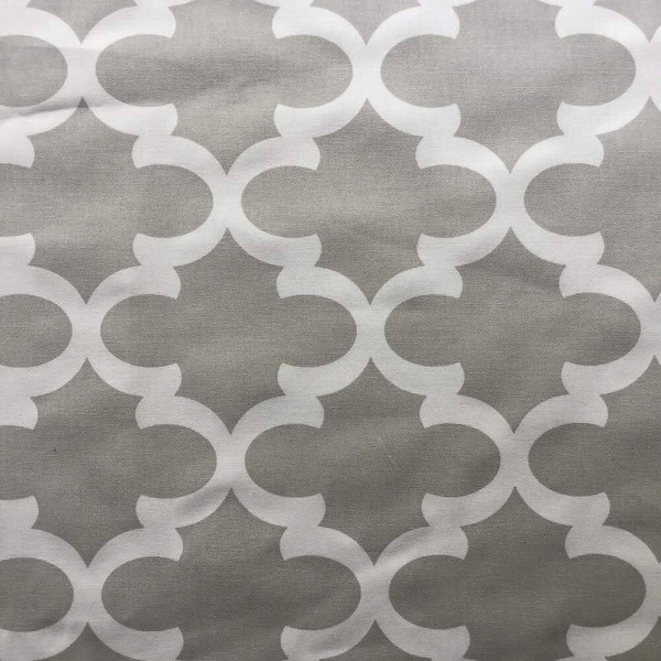 Moroccan Tile Geometric in Gray and White Upholstery / Drapery Fabric | 54" Wide