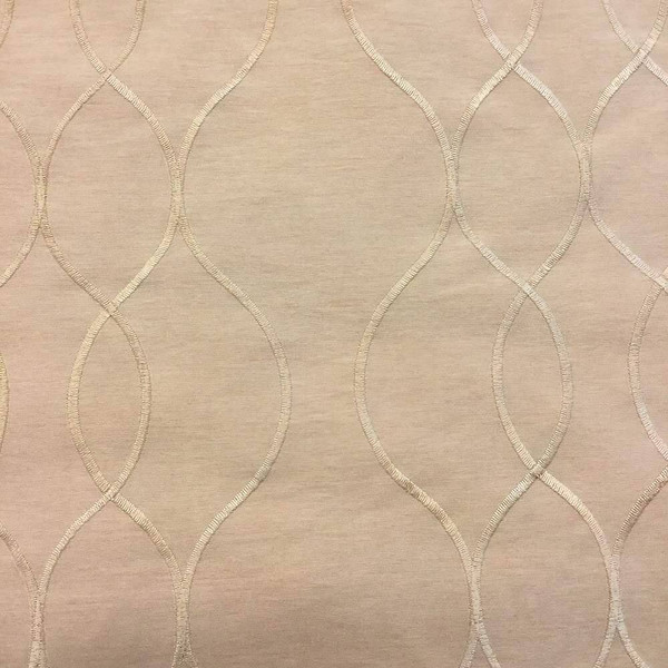 Tan Embroidered Wave Drapery Fabric | Lightweight | 54" Wide | By the Yard