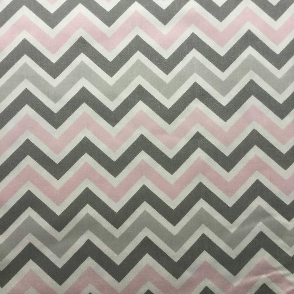 Pink and Gray Chevron | Upholstery / Drapery Fabric | 54" Wide | By the Yard