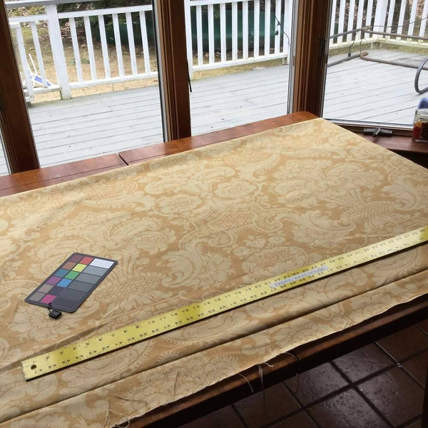 Two-toned Butterscotch Damask Upholstery / Drapery Fabric | 54 W | By the Yard