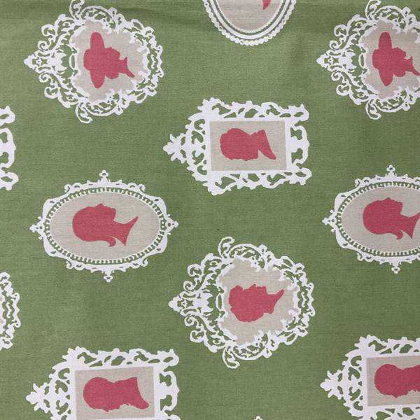About Face in Watermelon with Silhouettes Upholstery Fabric | 54W | By the Yard