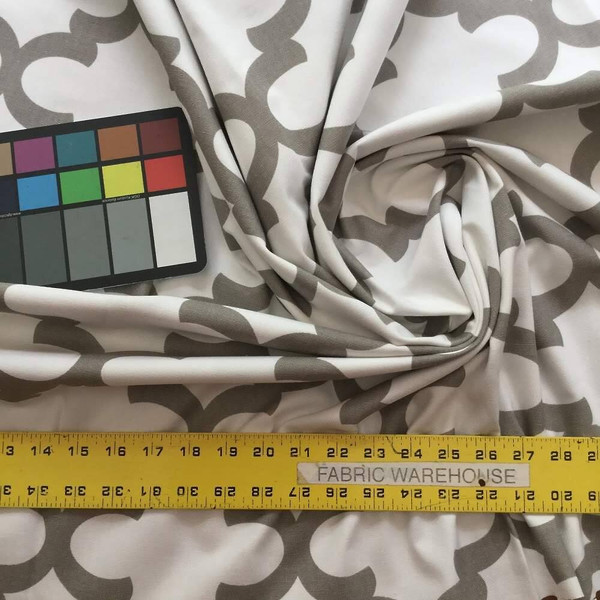 Quatrefoil in Gray and White Upholstery / Drapery Fabric | 54" W | By the Yard