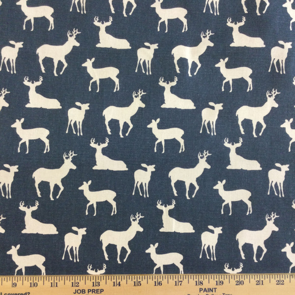 Deer Silhouettes in Navy Blue | Premier Prints | Home Decor Fabric | 54 W | BTY