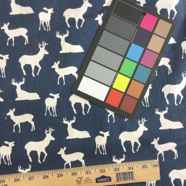 Deer Silhouettes in Navy Blue | Premier Prints | Home Decor Fabric | 54 W | BTY