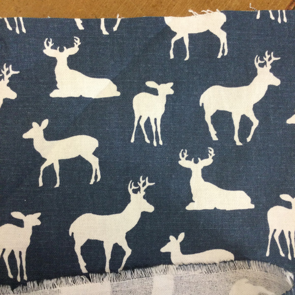 Deer Silhouettes in Navy Blue | Premier Prints | Home Decor Fabric | 54 W | BTY