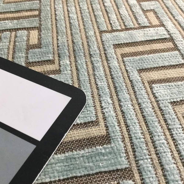Light Blue and Tan Geometric Upholstery Fabric 54 Wide By the Yard