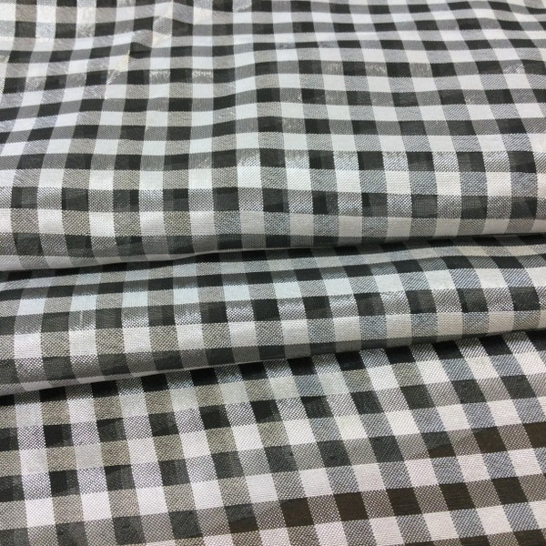 Black and White Checked Plaid | Apparel Fabric | Woven Polyester | Linings / Blouses | 54" Wide