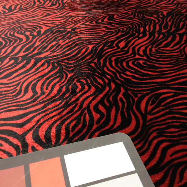 red black zebra print velour stretch fabric