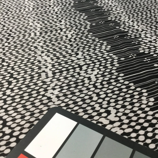 Abstract Dot and Line Black & White Chiffon Fabric | Sheer Woven Polyester | Apparel Drapes Blouses Dresses Special Occasion