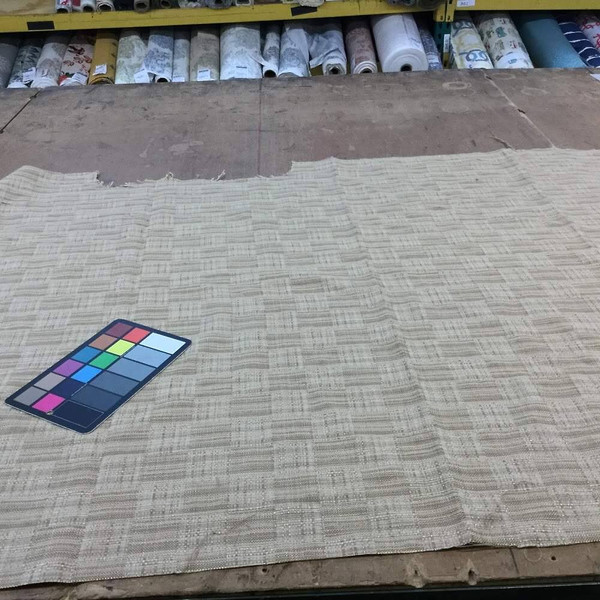 Geometric Checkerboard Weave in Tan | Upholstery Fabric | 56 Wide | By the Yard