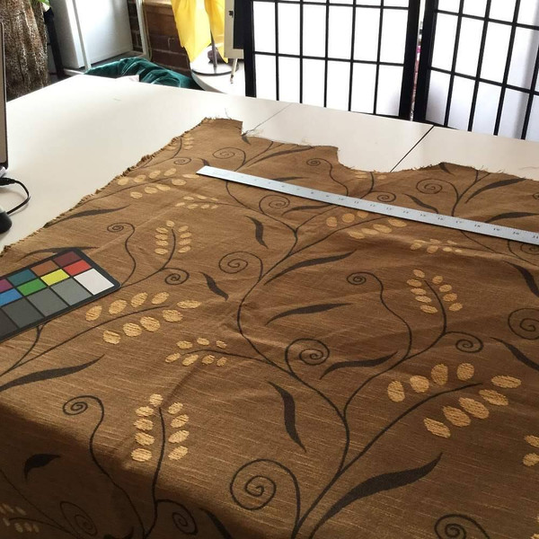 Stylized Leafy Stems in Tan / Brown | Upholstery Fabric | 56 Wide | By the Yard