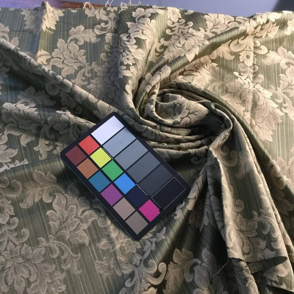 Olive Green and Tan Large Scale Damask | Drapery / Upholstery Fabric | 54 Wide