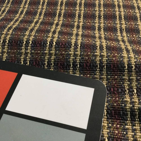 Small Plaid in Navy Blue, Brown, and Tan | Upholstery Fabric | 60 Wide | BTY