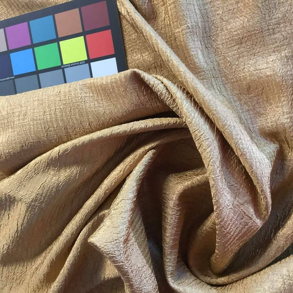 Gold Crinkle Texture  Polyester Silky Solid Fabric | Apparel | Dresses | Tops | Lining | By The Yard | 60 inch wide