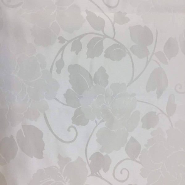 White Tone on Tone Floral | Upholstery / Drapery Fabric | 59 Wide | By the Yard