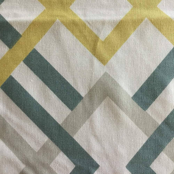 Lattice in Blue / Gray / Yellow / White | Home Decor Fabric | 55 W | By the Yard