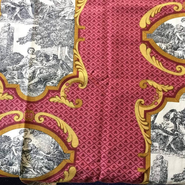 Large Scale Frame Toile | Pink / Gold | Home Decor Fabric | 62 W | By the Yard
