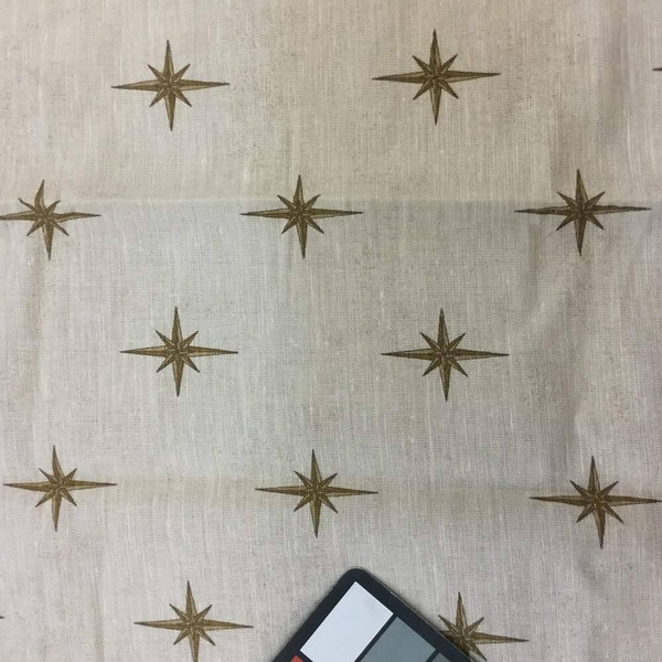 Galileo Star in Beige and Brown | Home Decor Fabric | 55 Wide | By the Yard