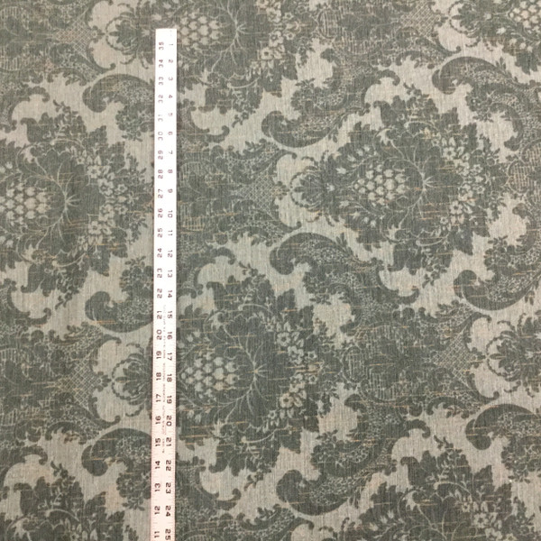 Damask in Deep Green with Bronze | Home Decor Fabric | 56 Wide | By the Yard