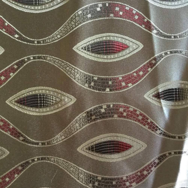 Ogee in Brown, Beige, Red | Drapery / Slipcover Fabric | 58 Wide | By the Yard