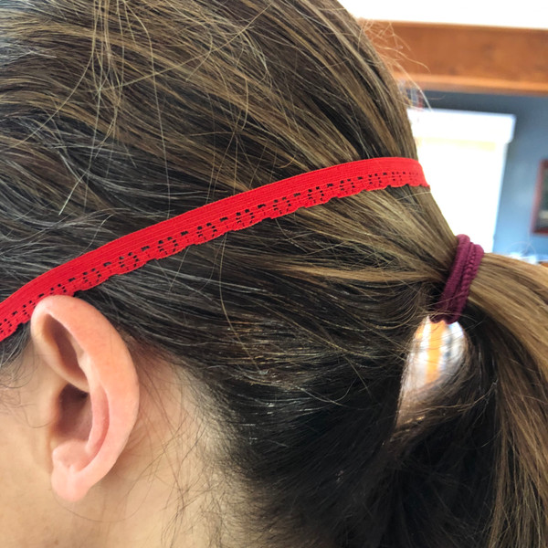 RED DESIGNER -- 1/4 Inch Sewing Elastic | Designer Lace Elastic | FOR COVID MASKS |