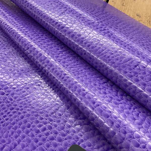 PURPLE - Glossy Faux Snake Skin Upholstery Vinyl Fabric | CROCCO | BTY |