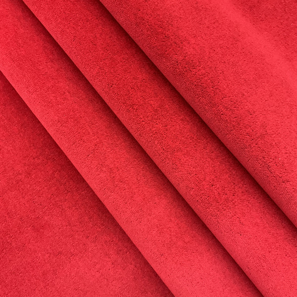 Scarlet Red w/ Black Undertone | Velvet Upholstery Fabric | Home Decor | 54 W
