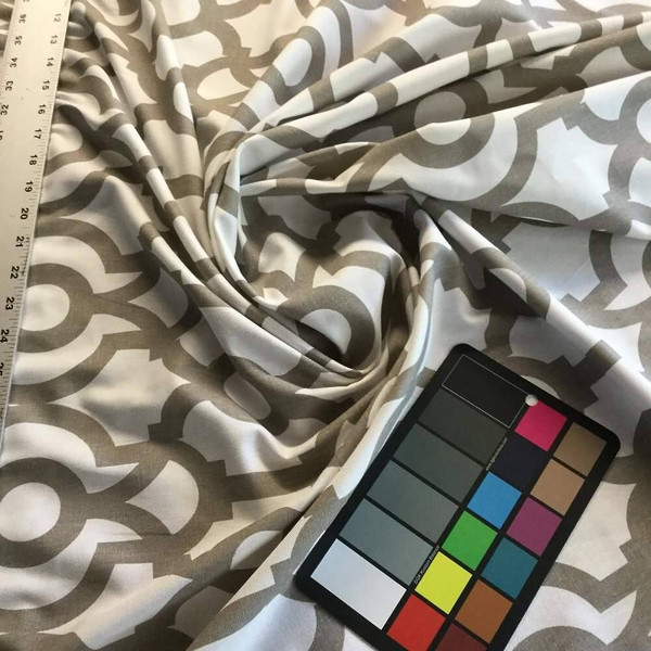 Scrollwork in Taupe / White | Premier Prints | Home Decor Fabric | 54 Wide | BTY