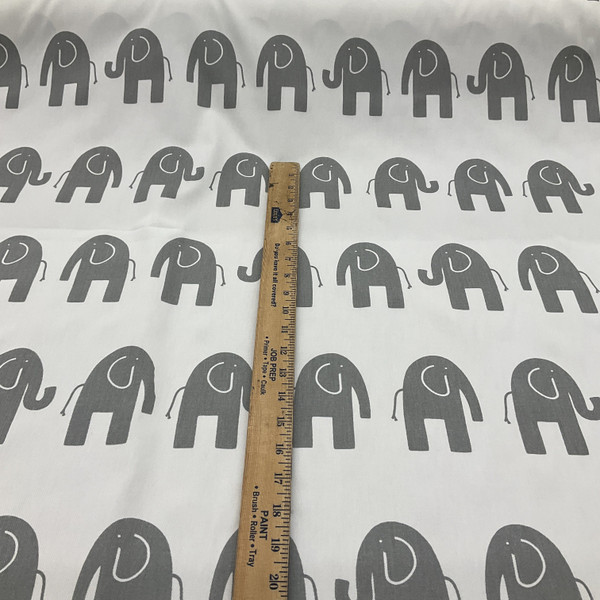 Elephants in Gray on White | Premier Prints | Children's Decor Fabric | 54 Wide