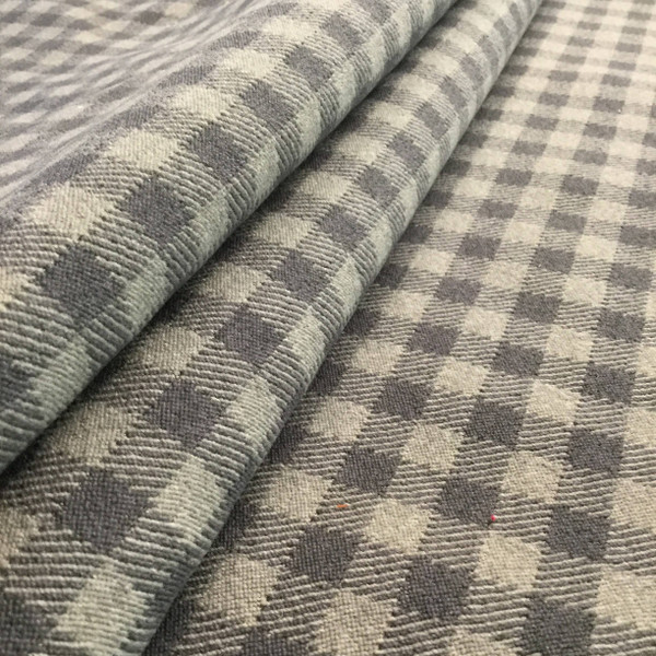 Light and Dark Gray Checked Plaid | Heavyweight Upholstery Fabric | 54 Wide