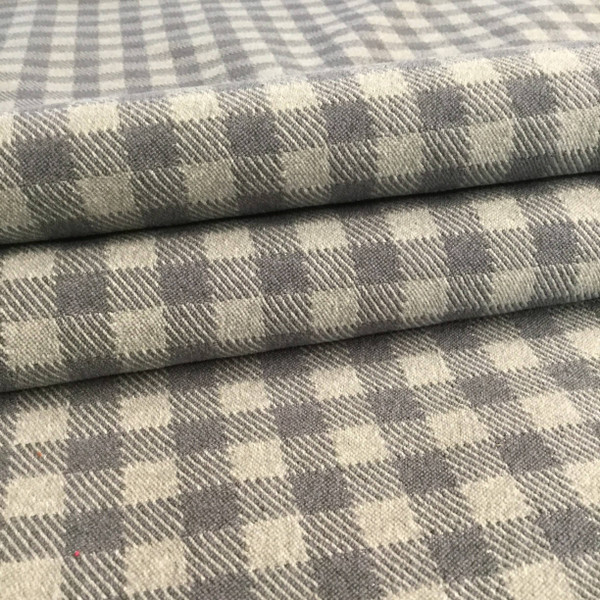 Light and Dark Gray Checked Plaid | Heavyweight Upholstery Fabric | 54 Wide