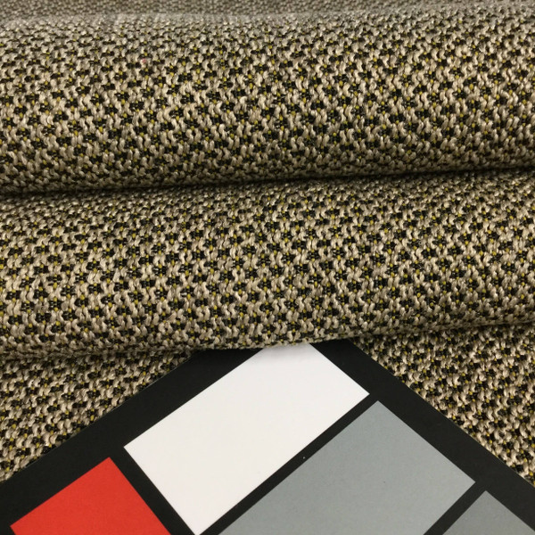 Black and Beige with Bit of Yellow | Heavy Duty Upholstery Fabric | 54 Wide