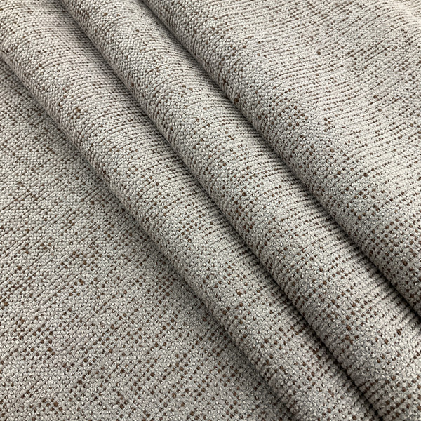 Speckled Brown on Taupe Chenille Fabric | Heavyweight Upholstery | 54 Wide | BTY