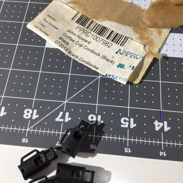 Coffee Cord Lock | Black Plastic | For Backpacks / Lanyards / Outdoor Gear