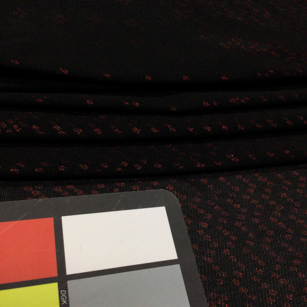 black and red metallic dots mesh fabric