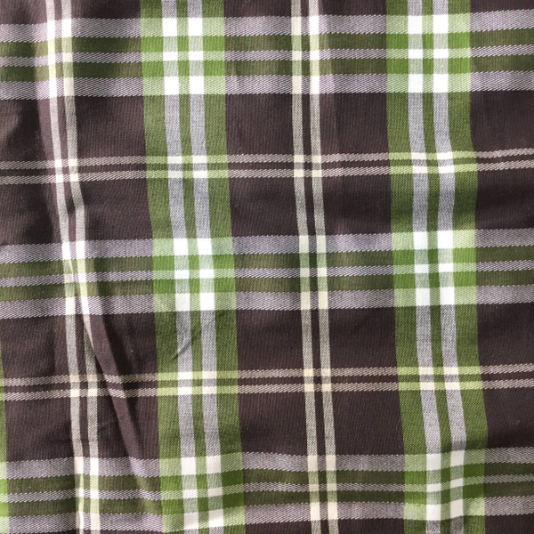 brown and green plaid fabric