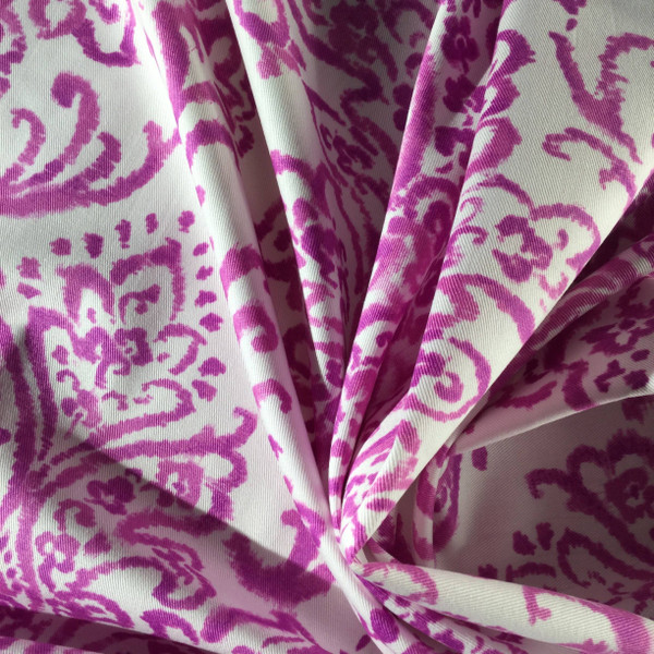 Scroll Gate in Berry by P/Kaufmann | Purple / White | Home Decor Fabric | Light Upholstery / Drapery | 54" Wide | By the Yard