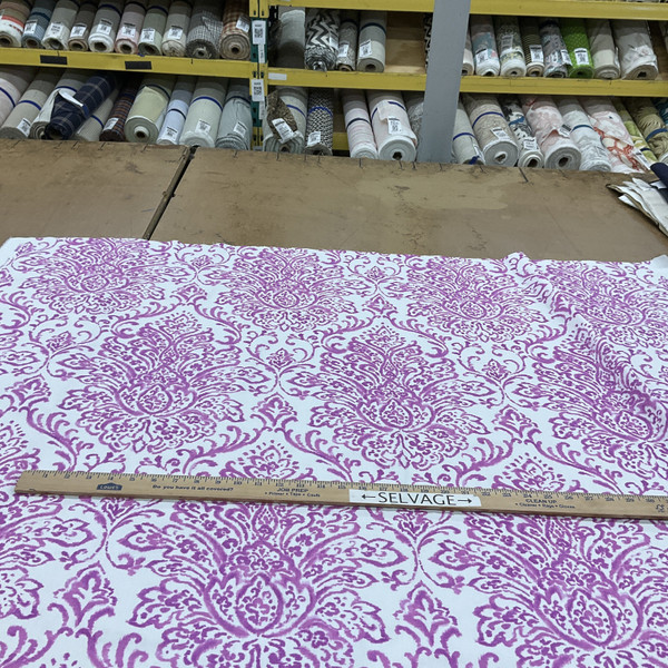 Scroll Gate in Berry by P/Kaufmann | Purple / White | Home Decor Fabric | Light Upholstery / Drapery | 54" Wide | By the Yard