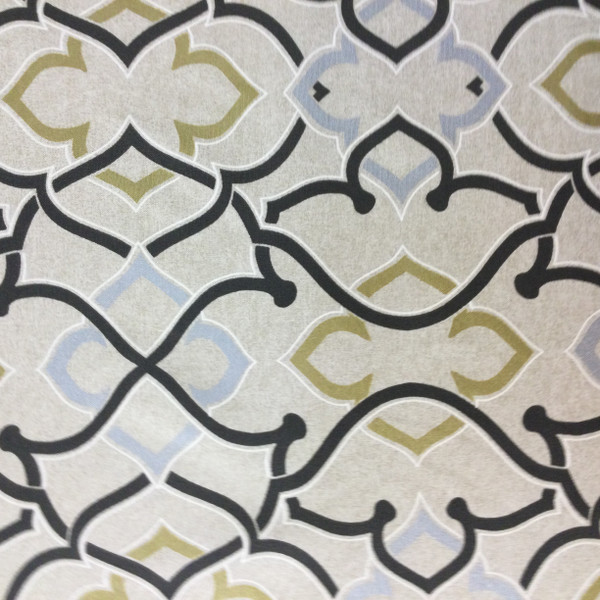Linked Lattice by P/K Lifestyles | Beige, Black, Silver, Gold | Home Decor Fabric | Light Upholstery / Drapery | 54" Wide | By the Yard